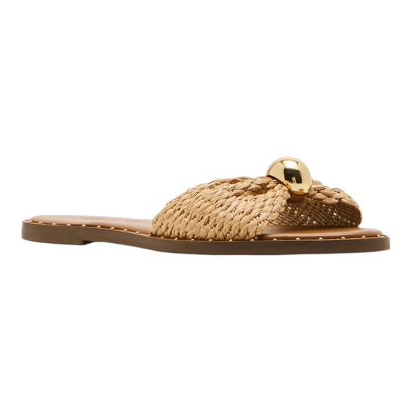 Steve Madden Women's Dipsy Knotted Embellished Slide Sandals Tan Size 11 M - Picture 1 of 5